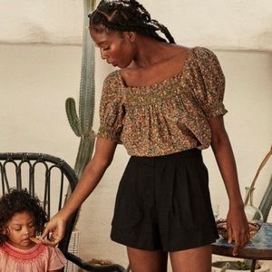 Doen Elba blouse in Yellow Canton Rose, sm